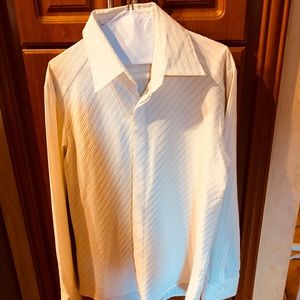 Men’s 7 diamonds striped white club shirt slim L